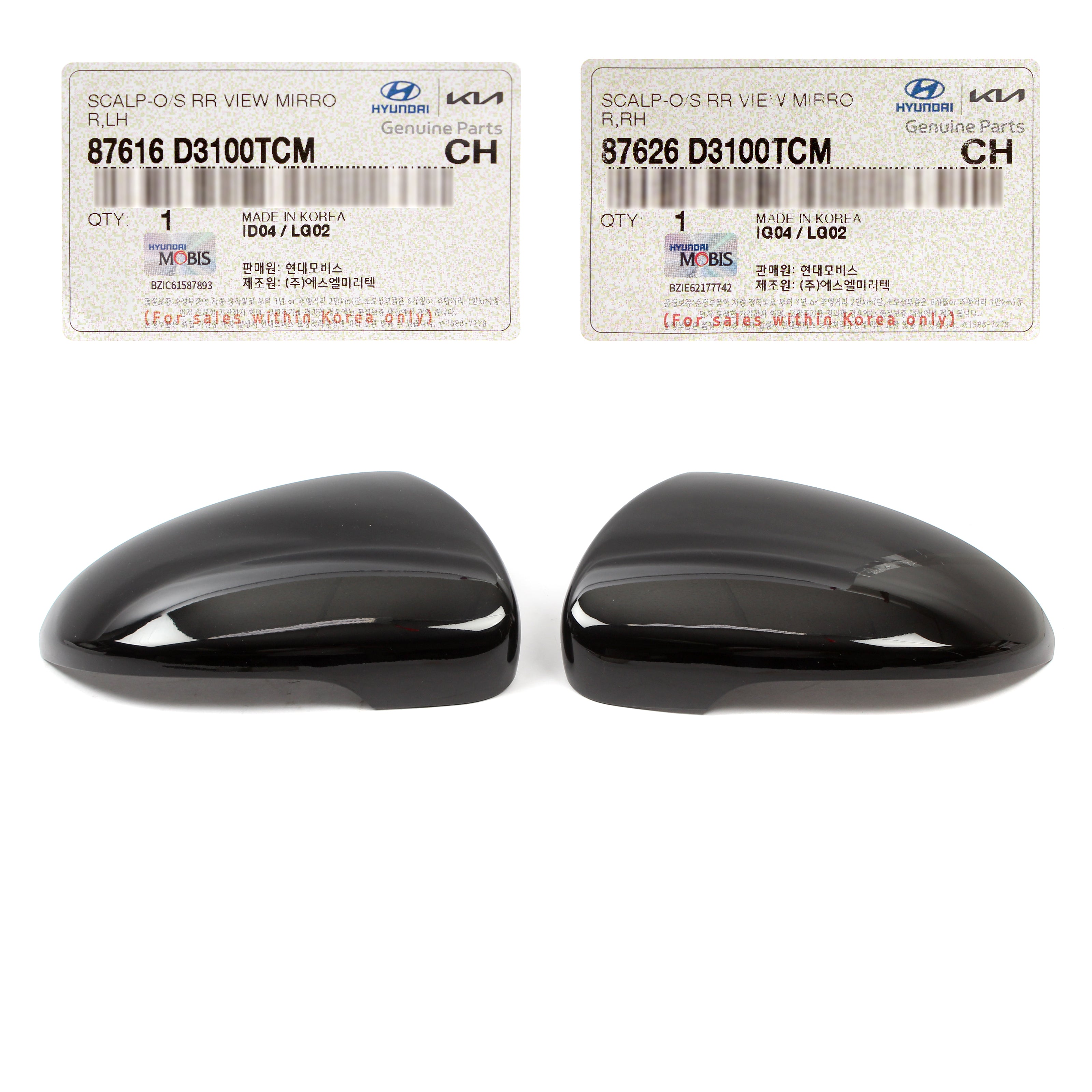 OEM Side Mirror Covers BLACK LEFT RIGHT for 16-21 Hyundai Tucson