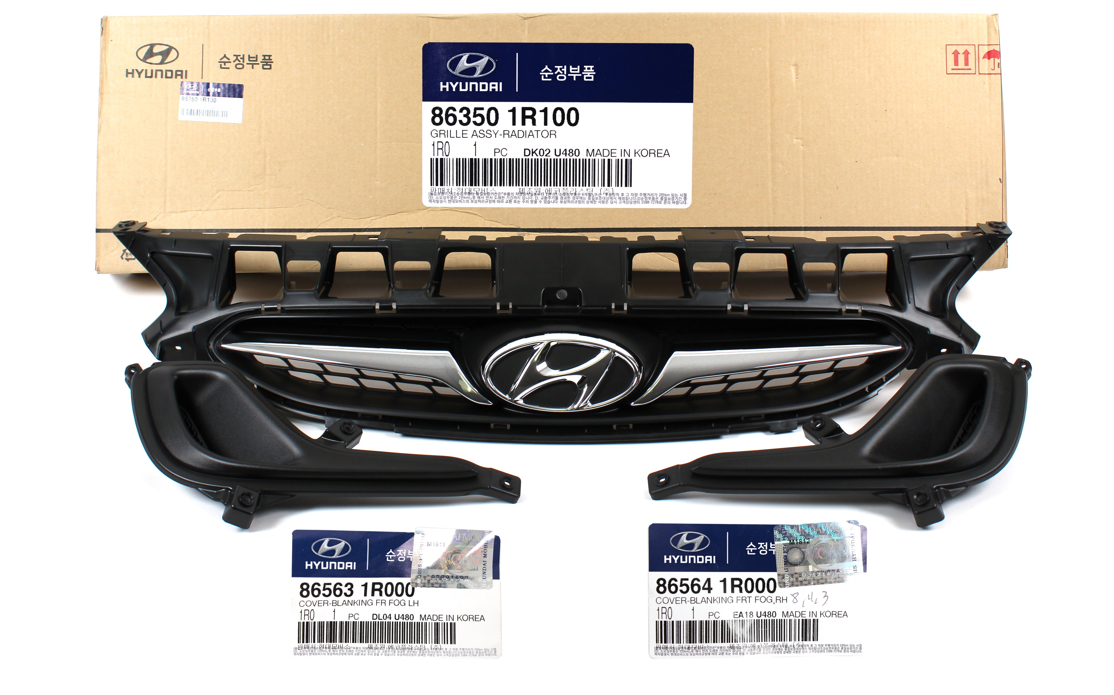 GENUINE Radiator Grille & Fog lamp Cover Set for 2012-2014 Hyundai