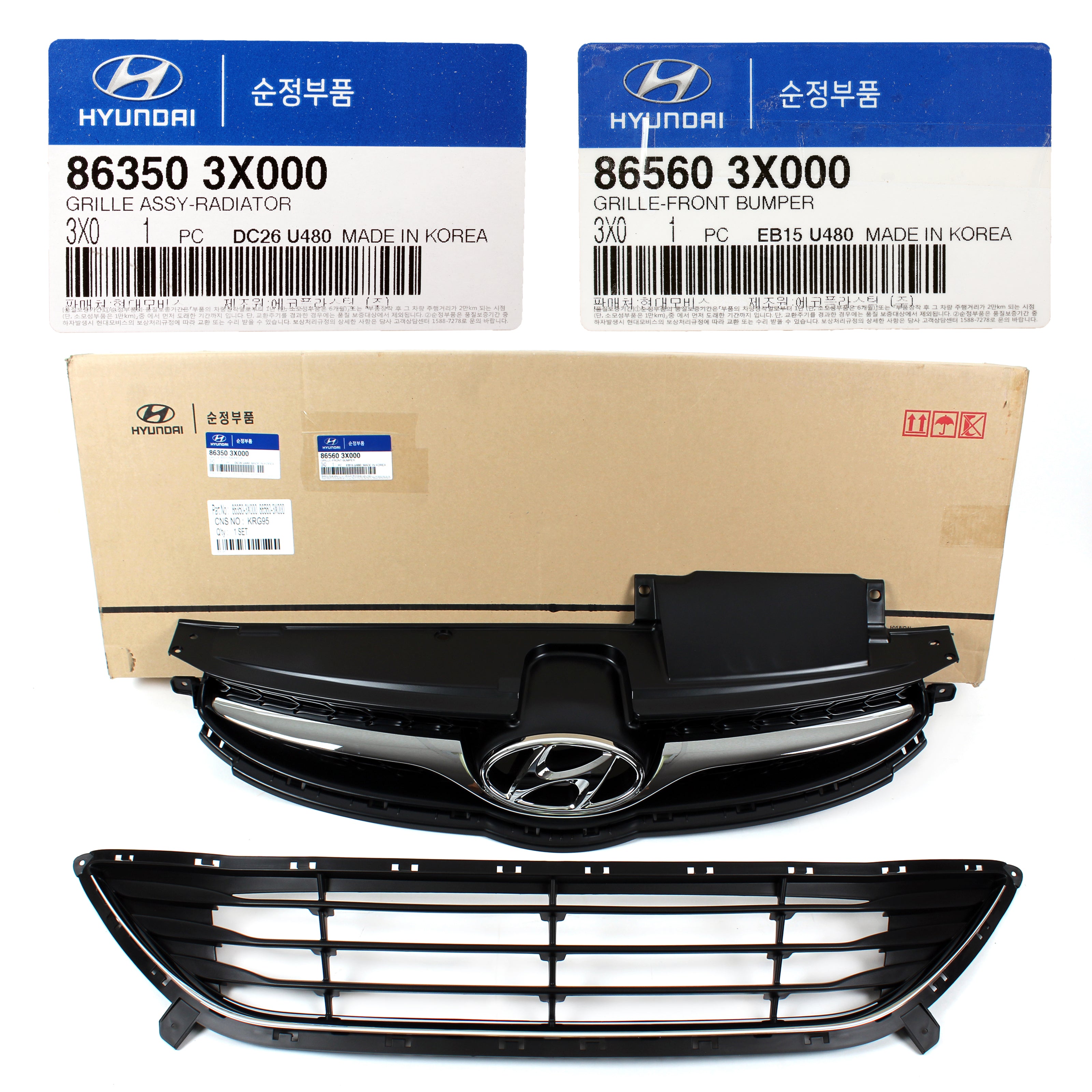 GENUINE Grille Radiator Upper & Lower for 2011-2013 Hyundai