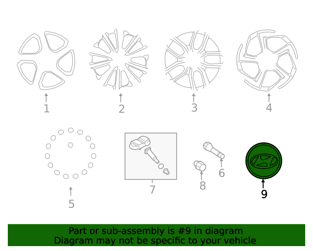 GENUINE Wheel Center Caps 18" 4PCS for 2019-2021 Hyundai Veloster 52960J3000
