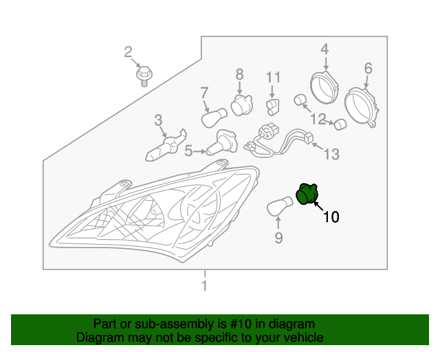 OEM Headlight Parking Light Bulb Socket for Genesis Coupe Veloster 921612M000