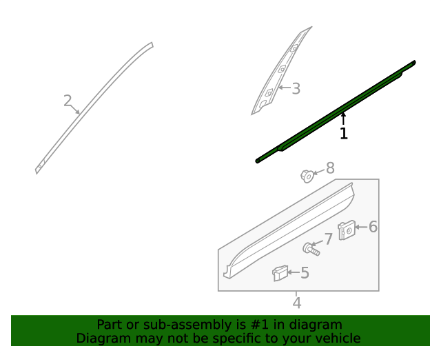 GENUINE Front Door Window Belt Molding LEFT for 2019-2023 Santa Fe 82210S1000