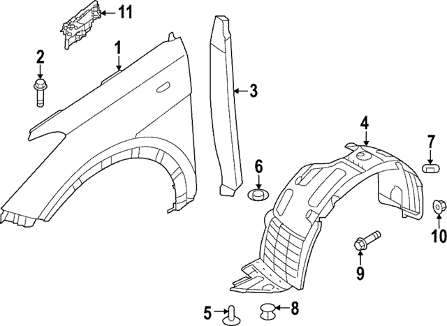 GENUINE Front Fender Liner LEFT for 2013-2016 Santa Fe 6-7 Seats 86811B8000