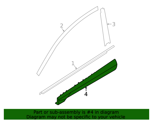Genuine Hyundai Front Left Door Lower Molding For 2022-2025 Tucson - Black, Driver Side