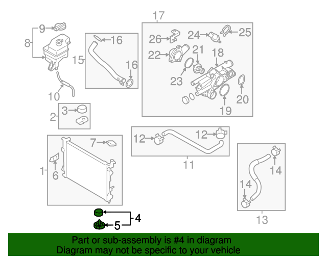 OEM Radiator Mounting Lower Insulator for 2006-2015 Sonata Optima 253363K000