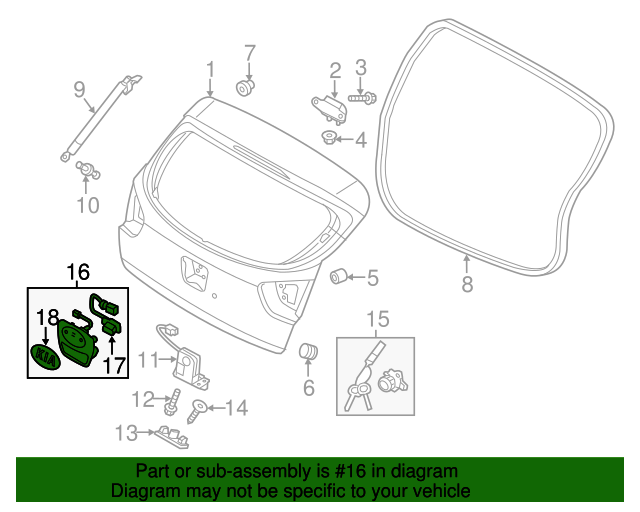 GENUINE Rear Tail Gate Outside Handle for 2012-2017 Kia Rio 817201W220