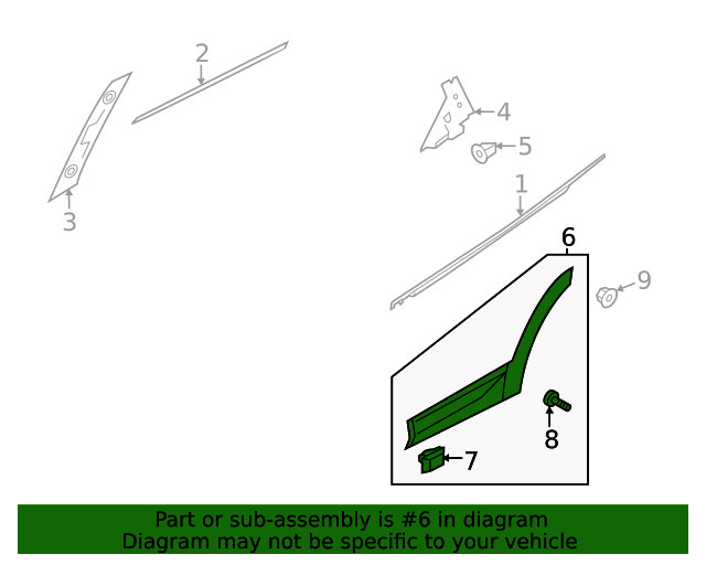 GENUINE Rear Door Molding LEFT for 2021-2023 Hyundai Santa Fe 87731S1AB0SCR