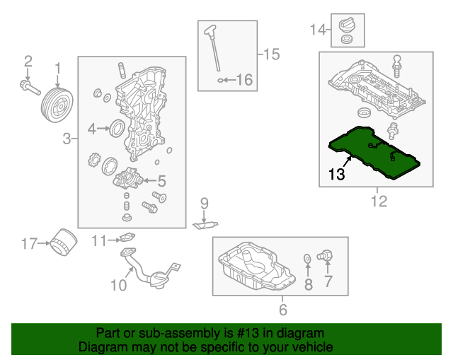 GENUINE Valve Cover Gasket for 11-16 Elantra Forte Soul 1.8L 2.0L 22441-2E000
