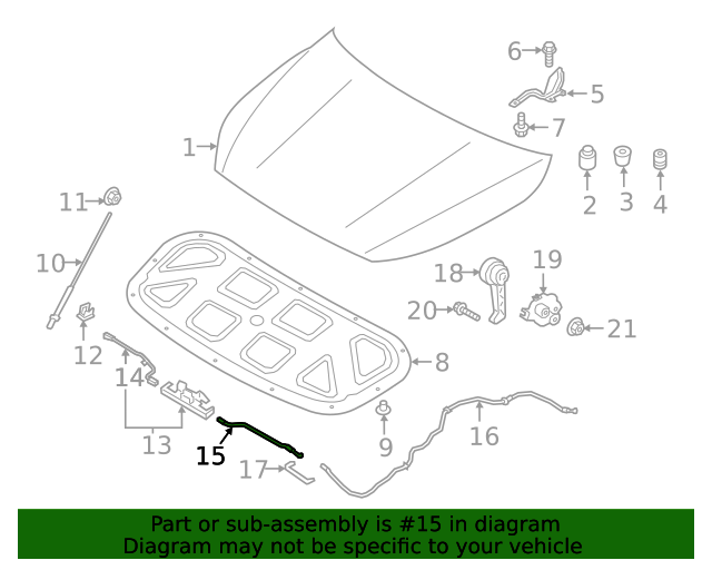 GENUINE Hood latch Release Cable Short for 2019-2024 Kia Forte 81190M6100
