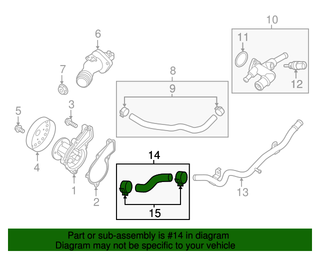 GENUINE Coolant Hose for 2011-2021 Elantra Kona Tucson Veloster 25480-2E000