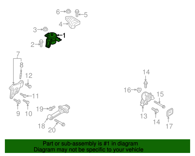 GENUINE Front Engine Mount for 2016 2017 2018 Kia Sorento 2.0L 21810C5100