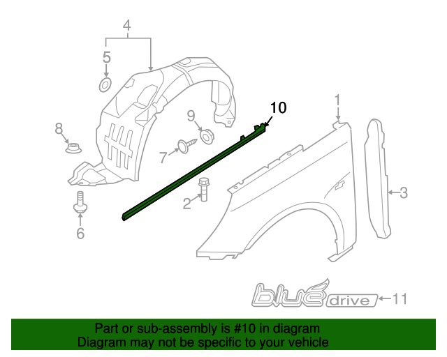 GENUINE Fender Chrome Molding PASSENGER for 11-15 Hyundai Sonata 877723S001