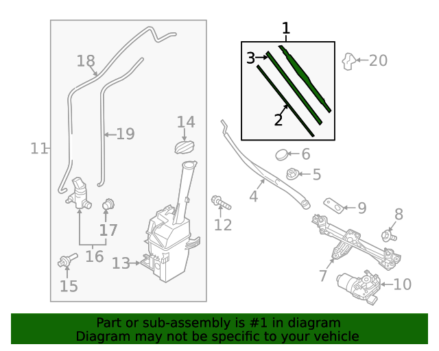 GENUINE Front Windshield Wiper Blade RIGHT RH for 19-24 G90 Santa Fe Tucson K900
