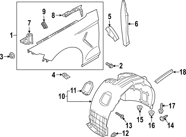 GENUINE Front Fender Liners LEFT &amp; RIGHT for 2022-2024 Genesis G70 86812G9500