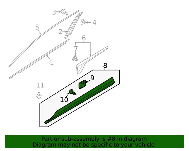 GENUINE Front Door Side Molding LEFT for 2021-2023 Kia Sorento 87721P2000