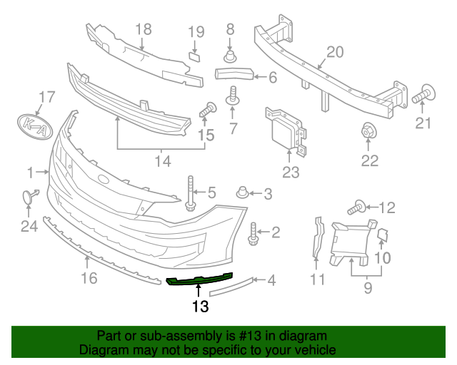 GENUINE Front Bumper Lower Chrome Molding RIGHT for 16-18 Kia Optima 86564D400