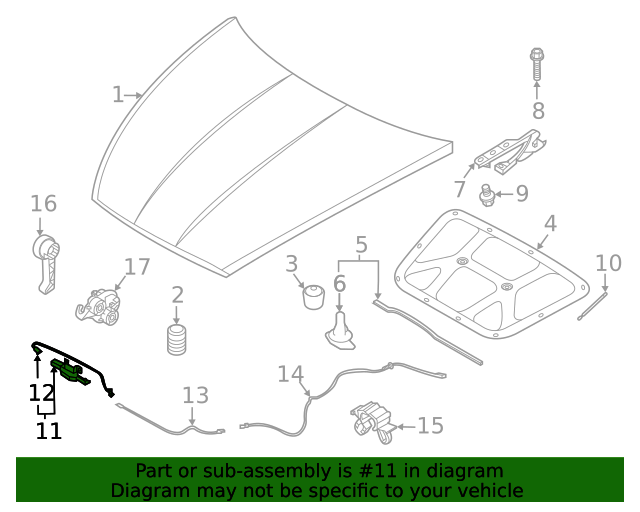 GENUINE Hood Lock Latch for 2020-2023 Hyundai Sonata 81130L1000