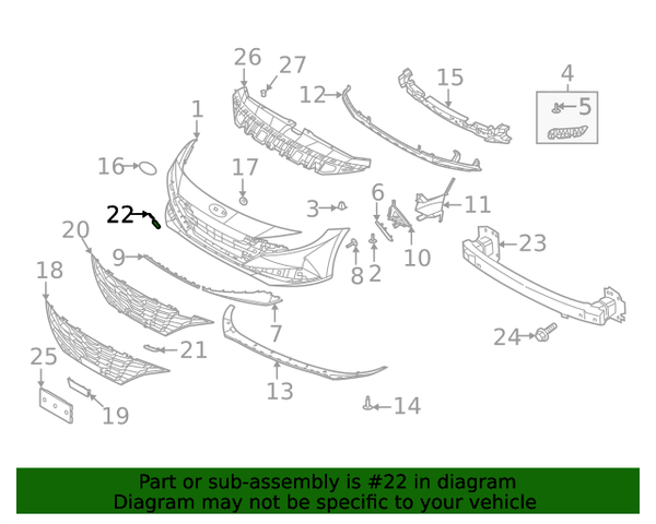 GENUINE Front Bumper Tow Hook Cap Cover for 21-23 Hyundai Elantra 8651 -  True Green Parts