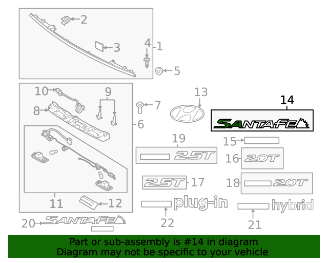 GENUINE Rear Trunk Lid Emblem Nameplate for 19-23 Hyundai Santa Fe 86310S1000