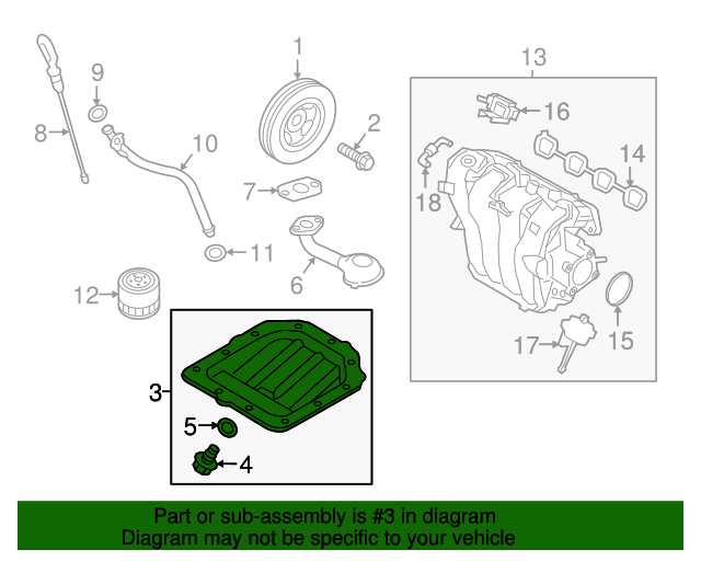 GENUINE Engine Oil Pan for 10-20 Accent Veloster Rio Soul 1.6L 215102B040