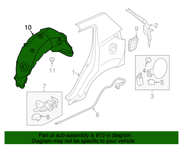 GENUINE Rear Fender Liner LEFT LH for 2014-2016 Kia Sportage 2.4L 868213W500