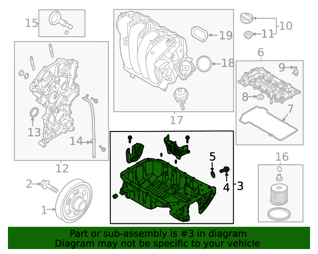 GENUINE Engine Oil Pan for 2021-2023 Hyundai Elantra Kona 2.0L 215102J001