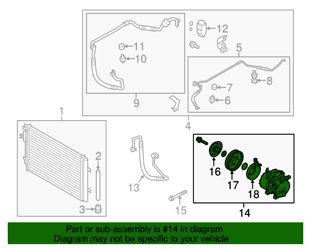 OEM AC Compressor W/ Clutch for 2012-2017 Hyundai Veloster 977012V000