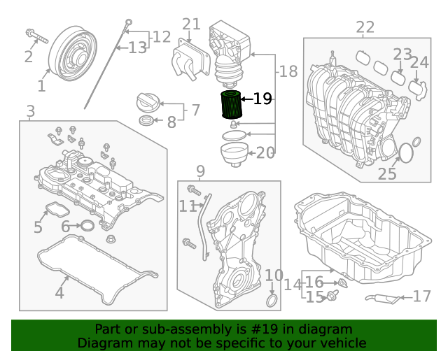 GENUINE Engine Oil Filter for 2020 2024 Santa Cruz Santa Fe Sonata