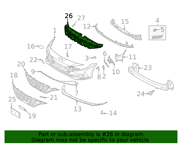 OEM Grille Cover Upper Sight Shield for 2021-2023 Hyundai Elantra 86391AA000