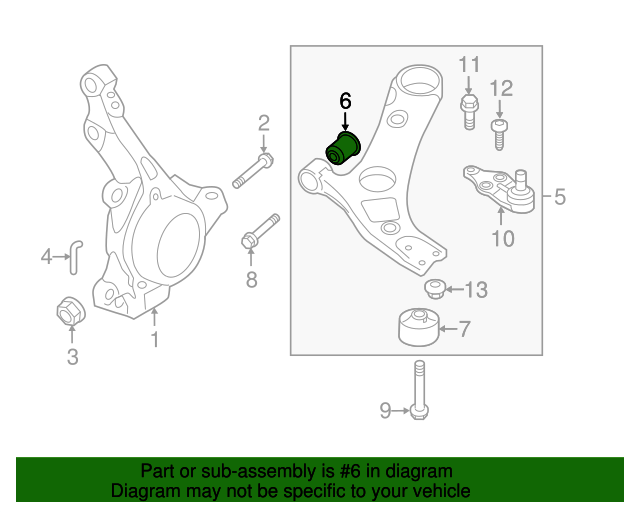 GENUINE Front Lower Control Arm Bushings 2PCS for 11-16 Hyundai Kia 545513R000