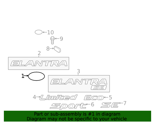 GENUINE REAR Trunk "H" Emblem for 2017 2018 Hyundai Elantra Sedan 86321F2000