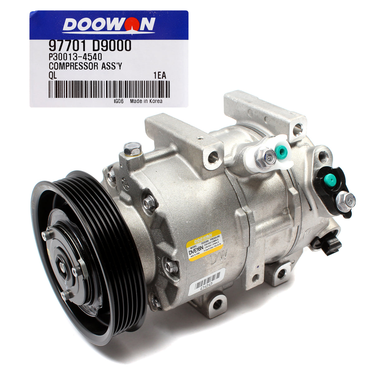 OEM AC Compressor DVE16N for 2018 Tucson / 2017 Sportage 2.4L