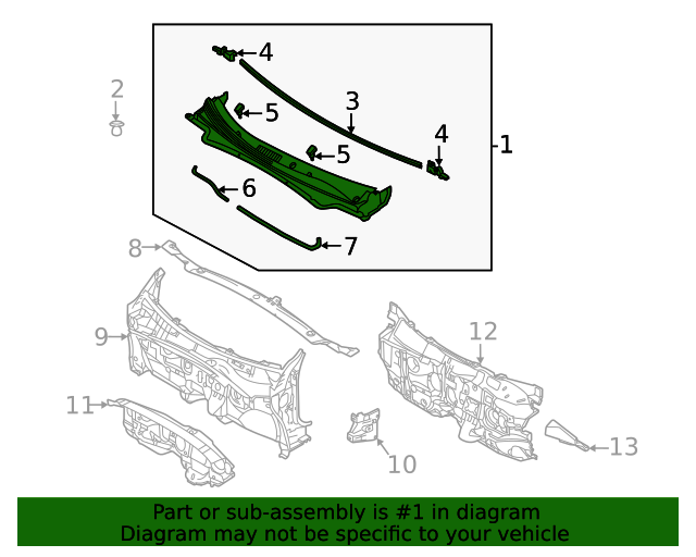 GENUINE Cowl Grille Top Cover for 2021-2023 Hyundai Elantra 86150AA00