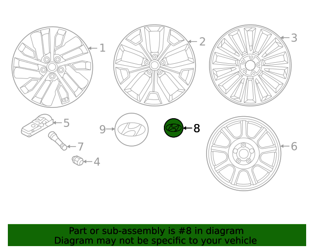 GENUINE 4 Aluminum Wheel Center Caps 15" for 21-23 Hyundai Elantra 52960AB100