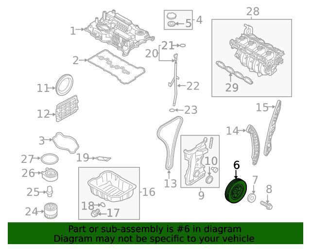 OEM Damper Pulley for 15-22 G70 Santa Fe Sonata Tucson Veloster N 231242GGA0