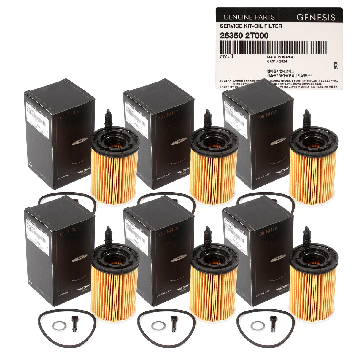 GENUINE Engine Oil Filters 6PACK for 21-24 GENESIS G80 GV70 GV80 Stinger 2.5L