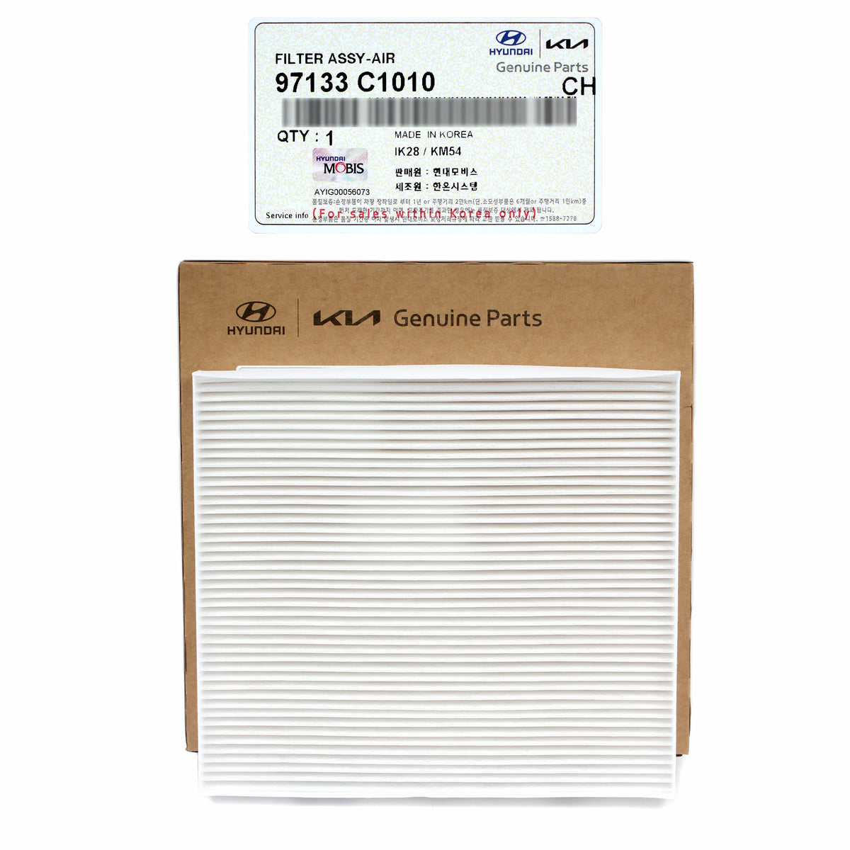 GENUINE Cabin Air Filter for Sonata 2016-2019 Optima 2016-2020 97133C1010