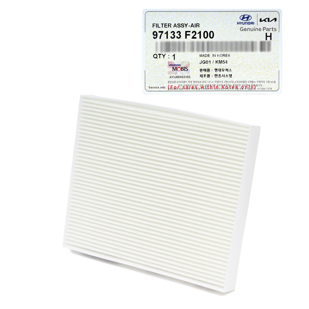 GENUINE Cabin Air Filter for 2017-2022 Hyundai Ioniq Kia Niro 97133F2100