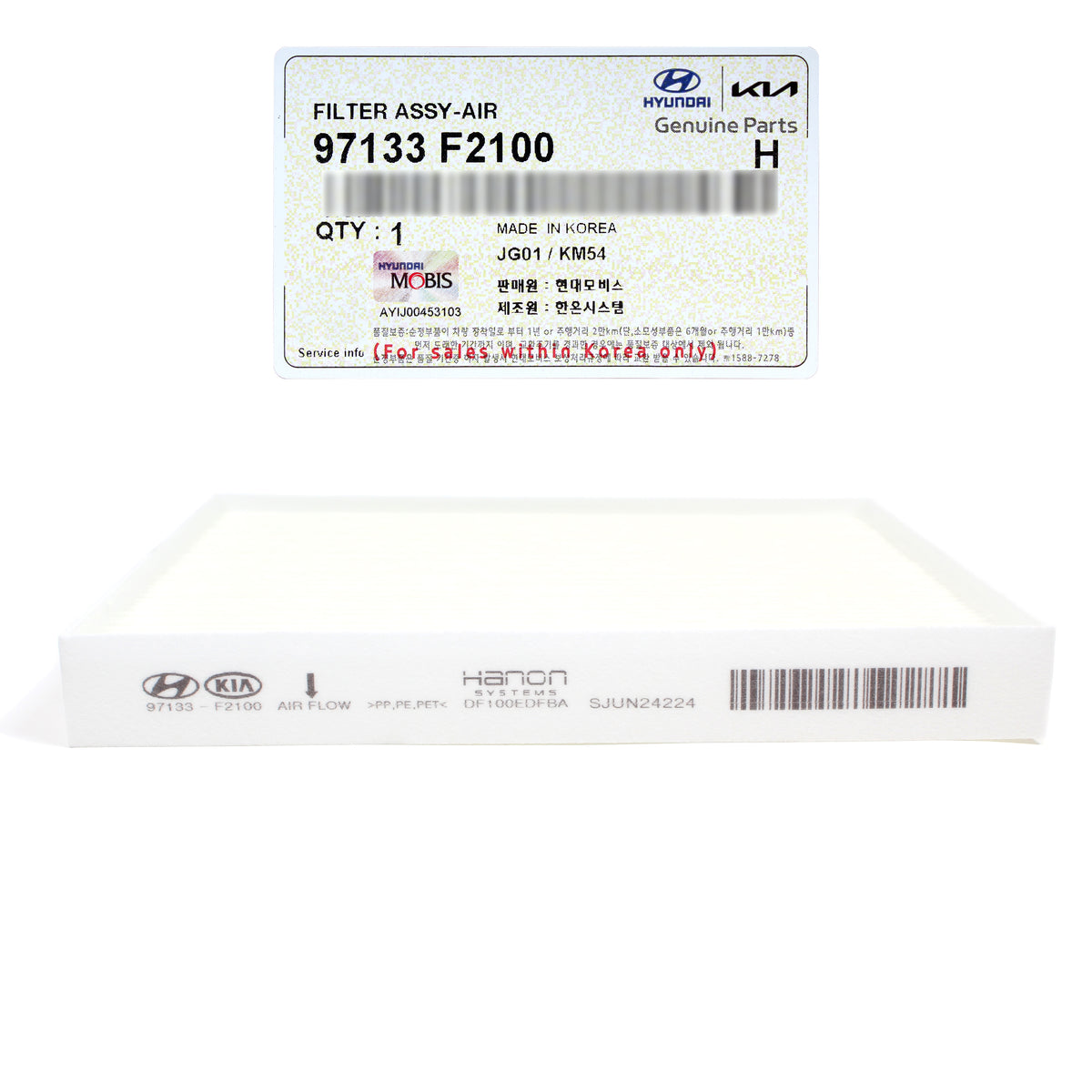 GENUINE Cabin Air Filter for 2017-2022 Hyundai Ioniq Kia Niro 97133F2100