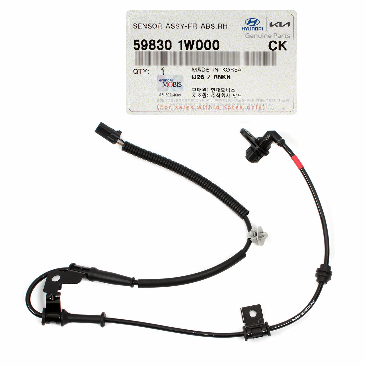 GENUINE ABS Wheel Speed Sensor FRONT RIGHT for 2012-2017 Kia Rio 598301W000