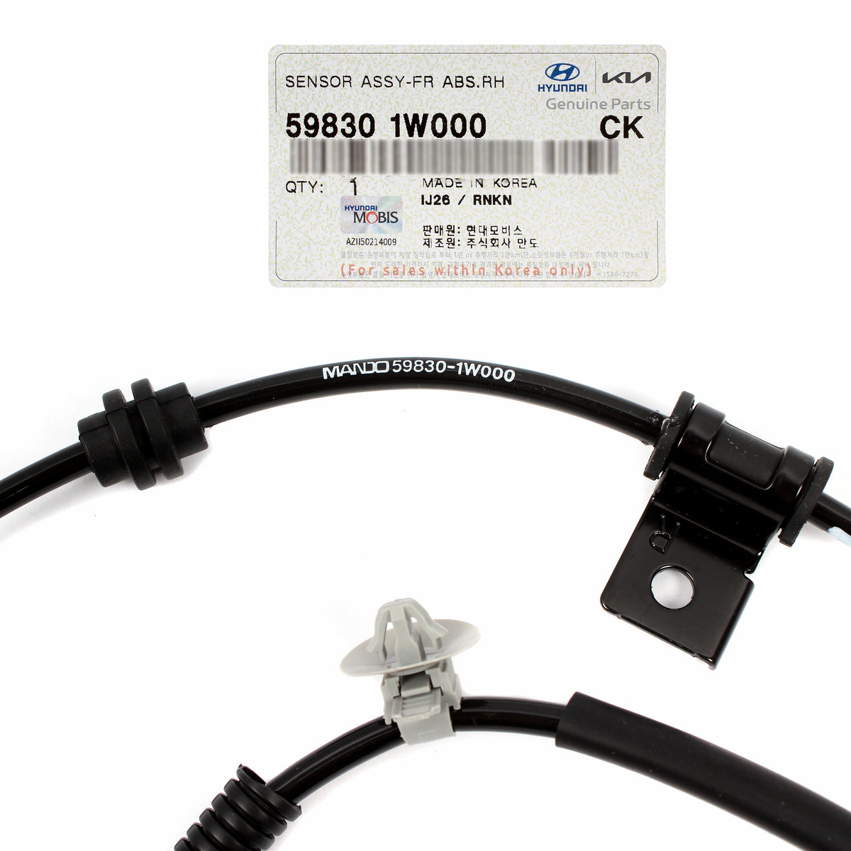 GENUINE ABS Wheel Speed Sensor FRONT RIGHT for 2012-2017 Kia Rio 598301W000