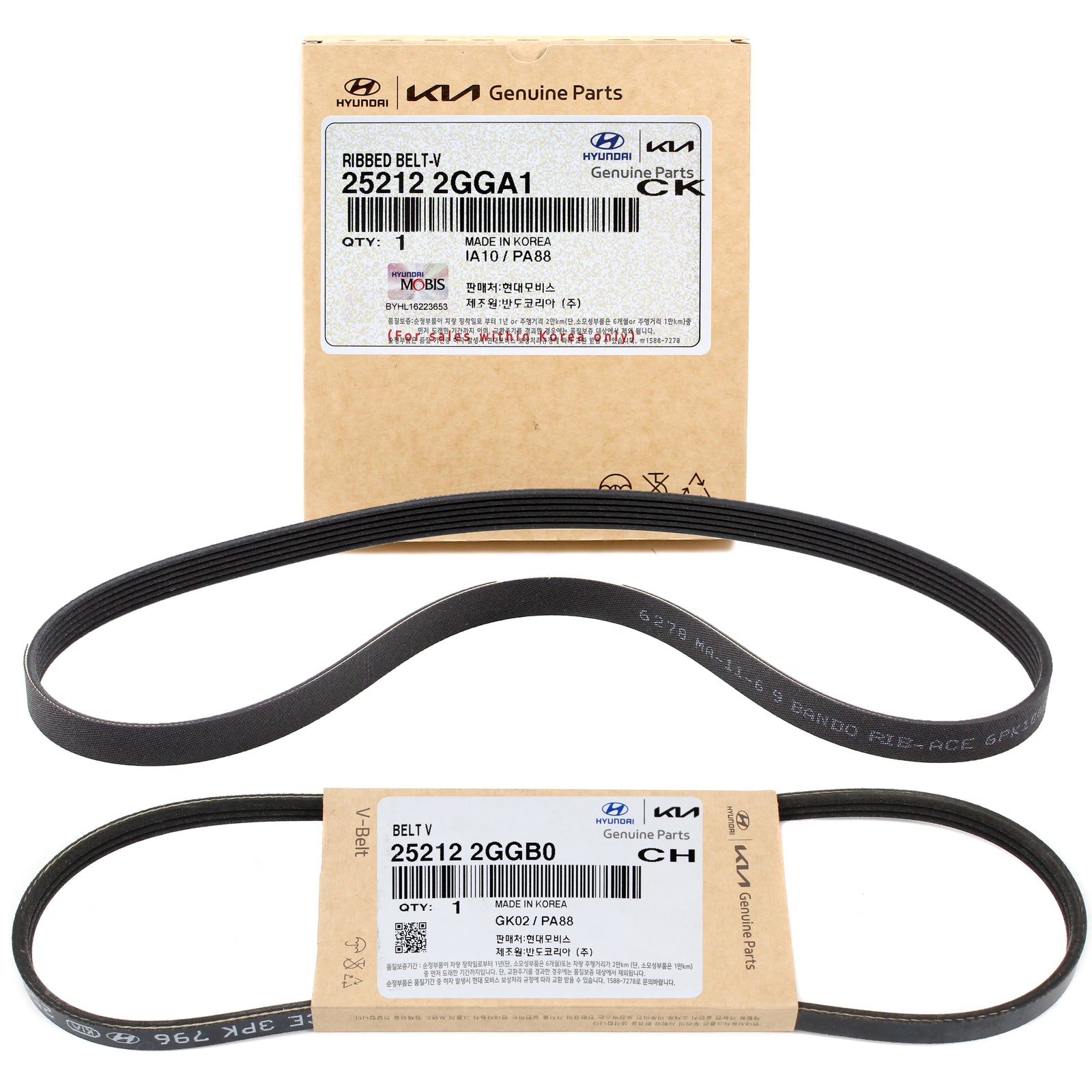 GENUINE V-Ribbed Belts for 15-22 Santa Fe Sonata Tucson Optima Sorento Sportage