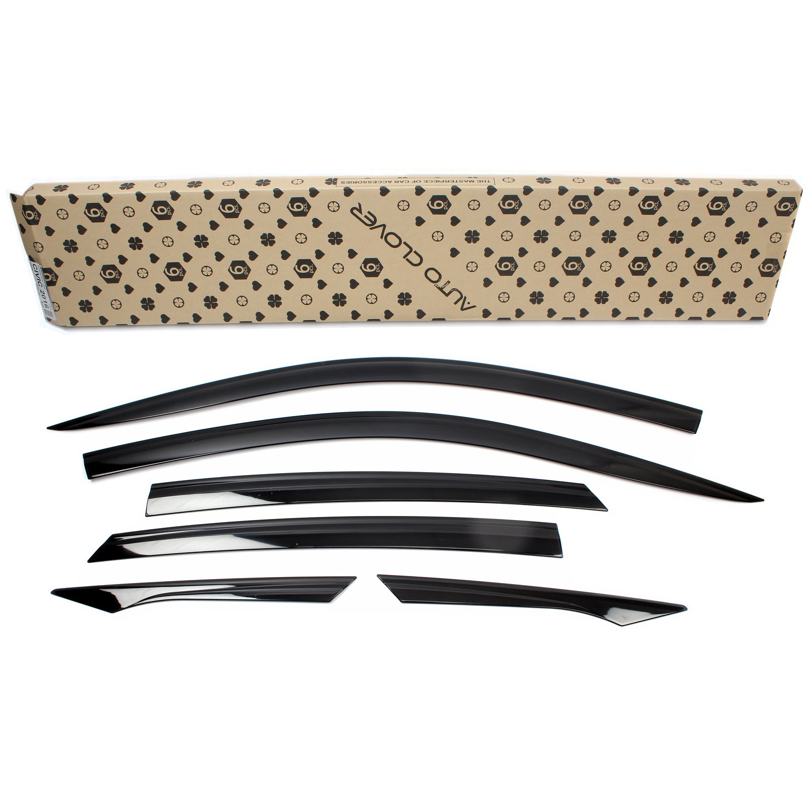 Black Smoked Window Sun Visor Rain Guards 6PCS for 2016-2021 Honda Civic SEDAN