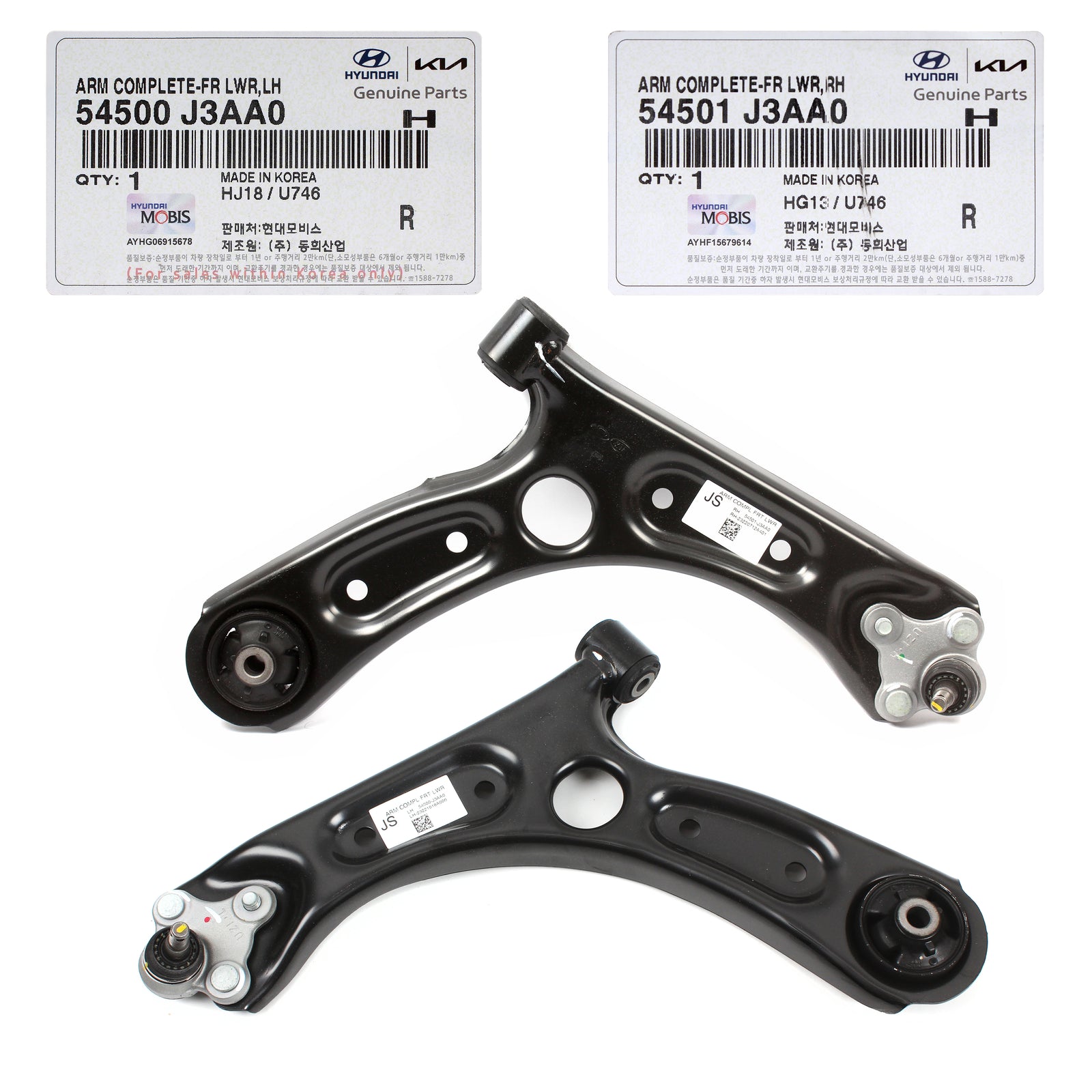 GENUINE Front Lower Control Arms LH & RH for 19-21 Hyundai Veloster 54501J3AA0