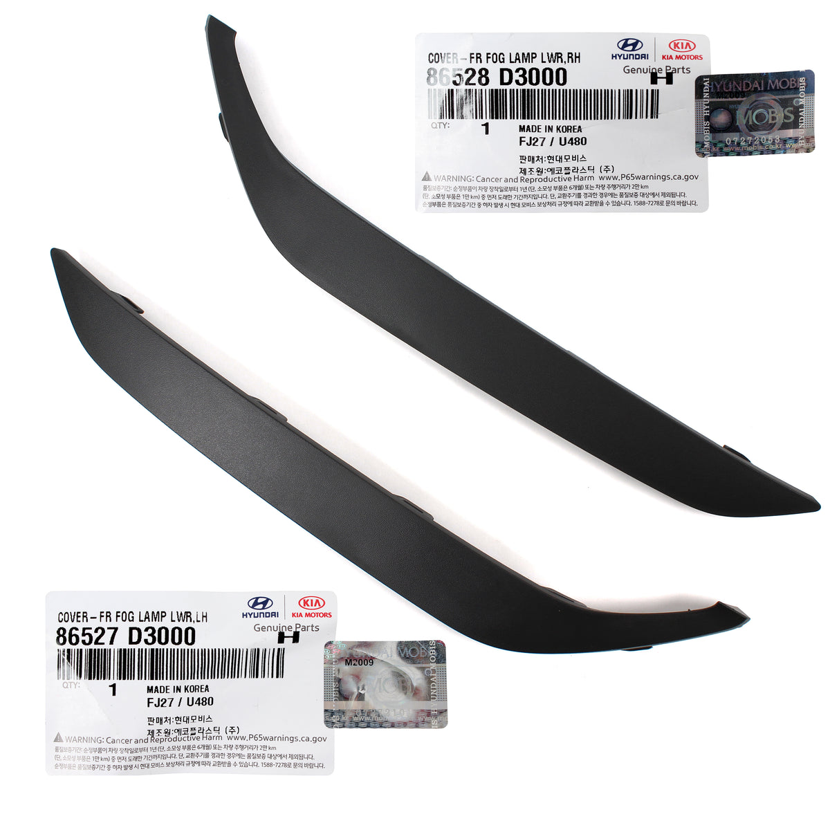 OEM Front Bumper Trim Molding LEFT &amp; RIGHT for 16-18 Hyundai Tucson 86528D3000