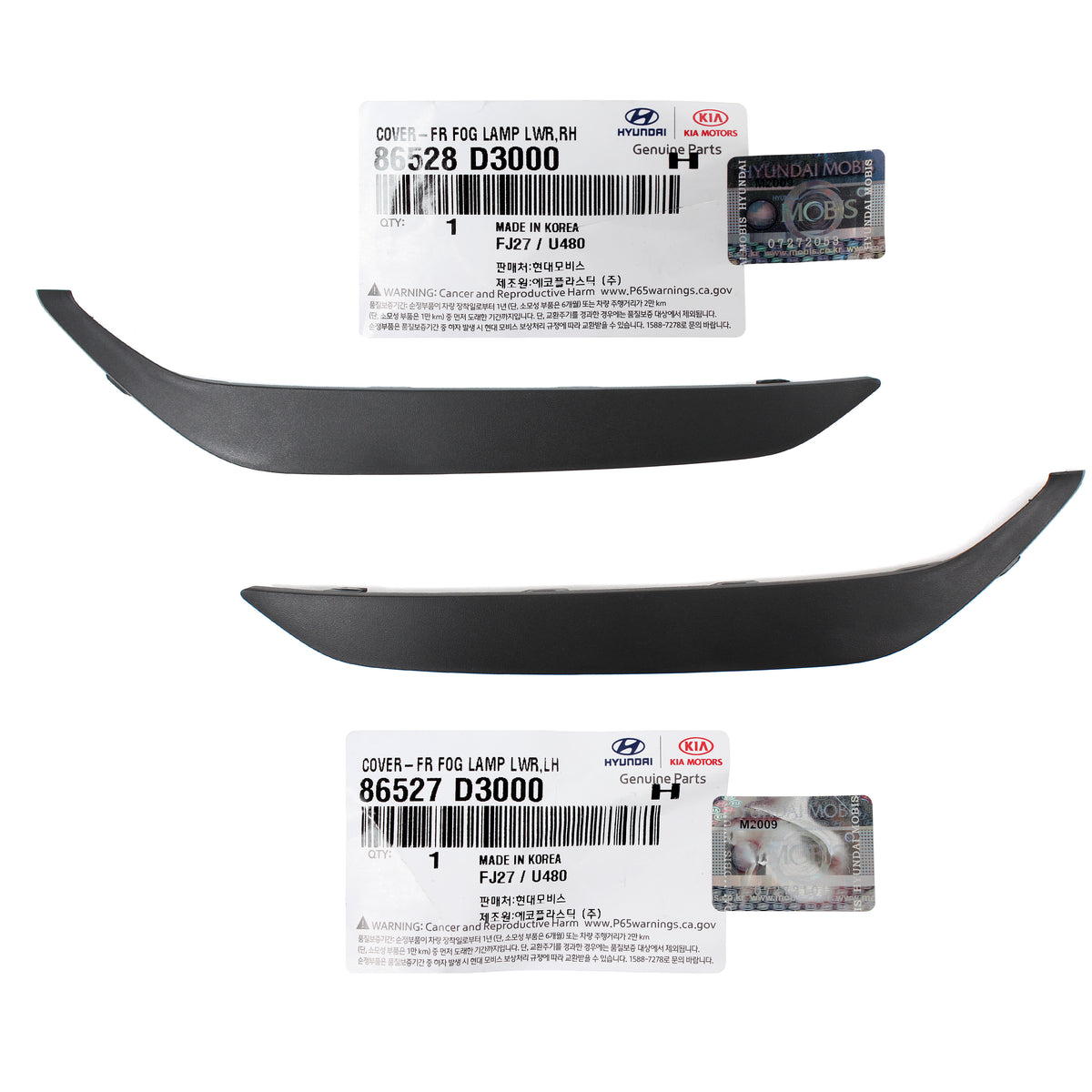 OEM Front Bumper Trim Molding LEFT &amp; RIGHT for 16-18 Hyundai Tucson 86528D3000