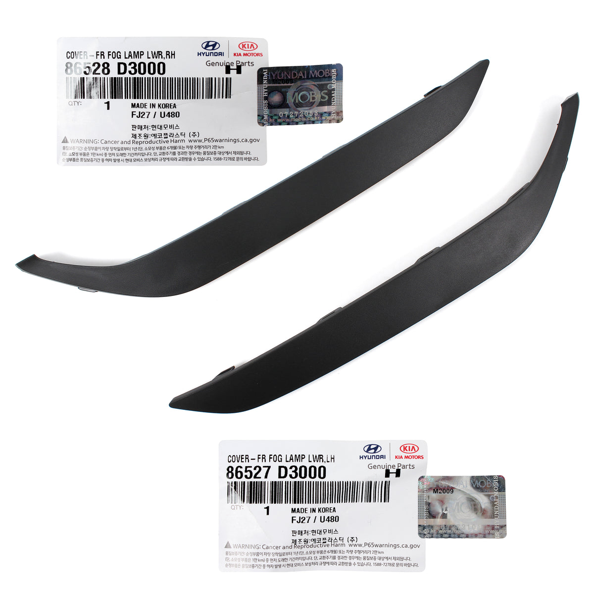 OEM Front Bumper Trim Molding LEFT &amp; RIGHT for 16-18 Hyundai Tucson 86528D3000