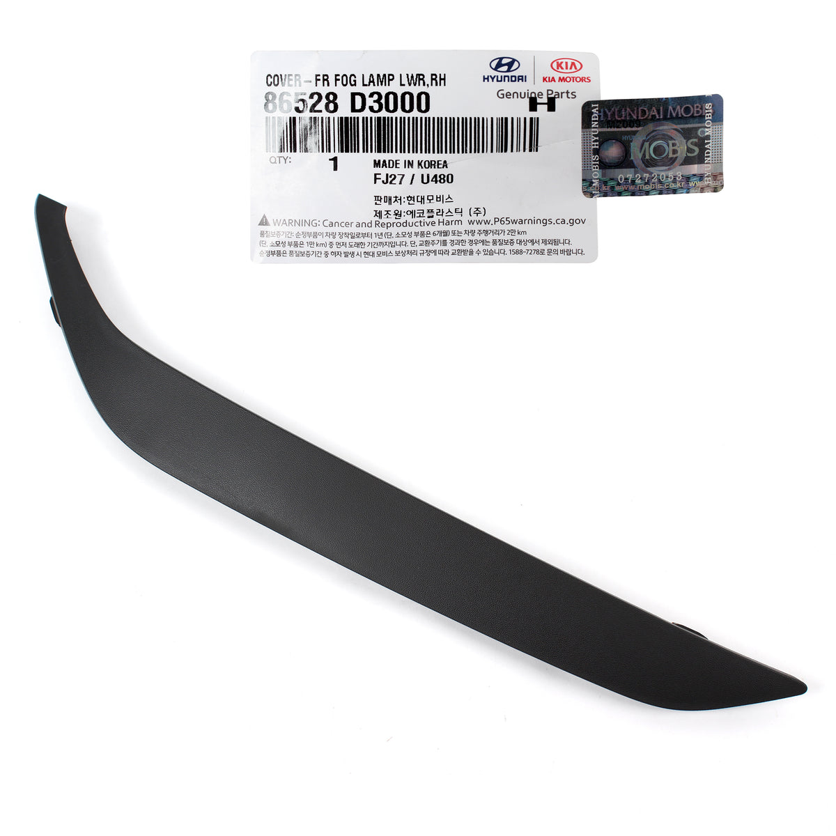 Front Bumper Trim Molding PASSENGER OEM for 16-18 Hyundai Tucson 86528D3000