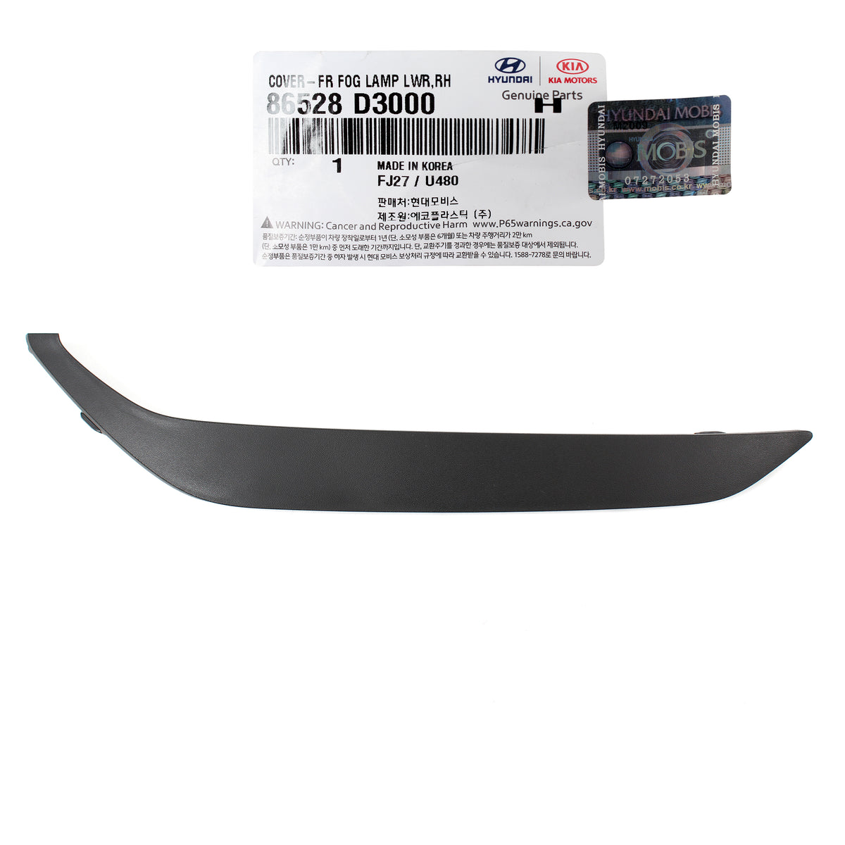 Front Bumper Trim Molding PASSENGER OEM for 16-18 Hyundai Tucson 86528D3000