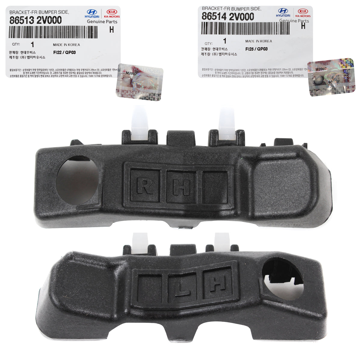 GENUINE Front Bumper Bracket LEFT &amp; RIGHT for 12-17 Hyundai Veloster 865142V000